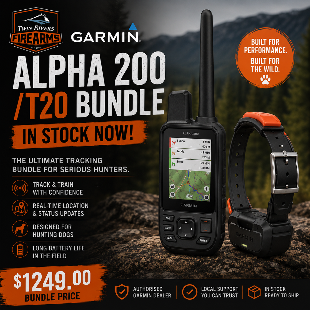 Garmin Alpha 200 handheld unit and T20 tracking collar bundle for hunting dogs