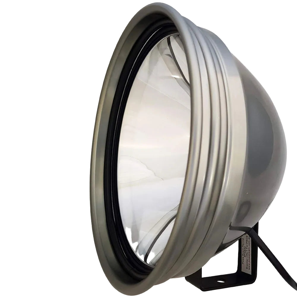 Powa Beam 9 inch 100W quartz halogen spotlight with adjustable beam and steel mounting bracket for vehicles